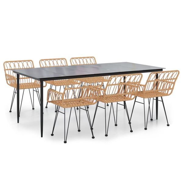 vidaXL 7-tlg. Garten-Essgruppe Poly Rattan