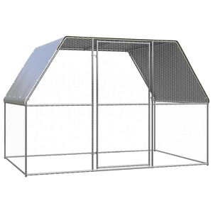 vidaXL H&uuml;hnerk&auml;fig Silbern und Grau 3x2x2 m Verzinkter Stahl