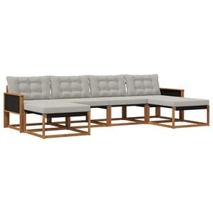 vidaXL Outdoor-Sofagarnitur 6 stk. Natur und Hellgrau