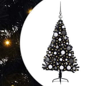 vidaXL K&uuml;nstlicher vorbeleuchteter Weihnachtsbaum Schwarz 120 cm PVC