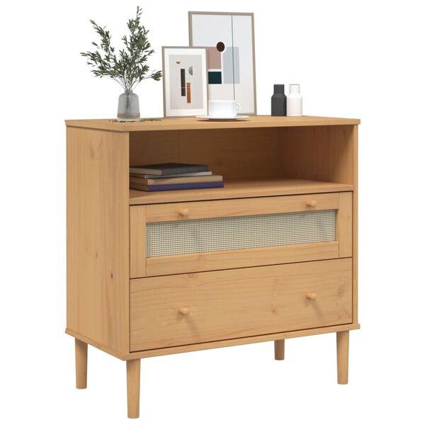vidaXL Sideboard SENJA Rattan-Optik Braun 80x40x80 cm Kiefernholz