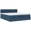 vidaXL Ottoman-Bett mit Matratzen & LEDs Blau 200x200 cm Stoff