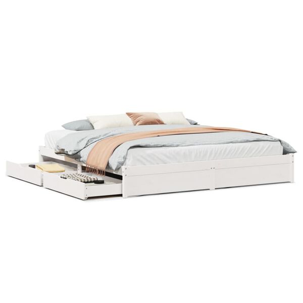 vidaXL Massivholzbett ohne Matratze Wei&szlig; 200x200 cm Kiefernholz