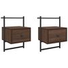 vidaXL Wand-Nachttische 2 Stk. Braun Eiche 35x30x51 cm Holzwerkstoff