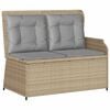 vidaXL Gartenbank Verstellbar mit Kissen Beige Poly Rattan