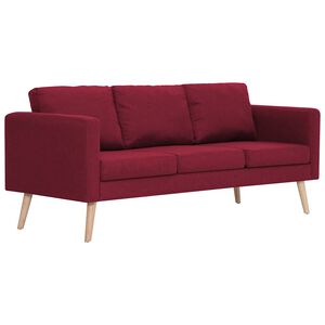 vidaXL 3-Sitzer-Sofa Stoff Weinrot