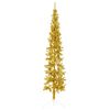 vidaXL K&uuml;nstlicher Halb-Weihnachtsbaum mit St&auml;nder Schlank Gold 180 cm