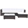 vidaXL 5-tlg. Garten-Lounge-Set mit Kissen Poly Rattan Braun