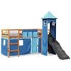 vidaXL Kinderhochbett mit Turm Blau 80x200 cm Massivholz Kiefer