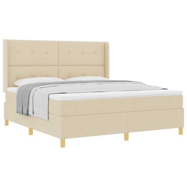 vidaXL Boxspringbett mit Matratze Creme 180 x 200 cm Stoff
