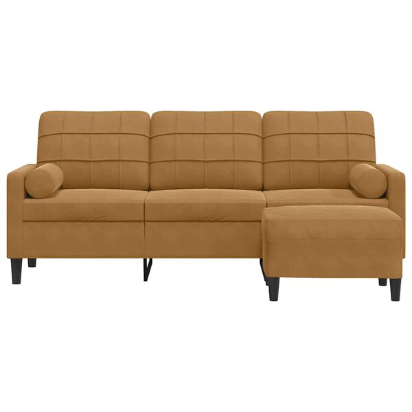 vidaXL 3-Sitzer-Sofa mit Hocker Braun 180 cm Samt
