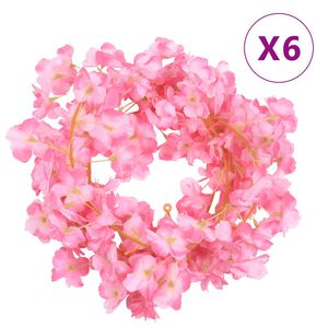 vidaXL Blumengirlanden Blumen 6 Stk. Dunkelrosa 180 cm