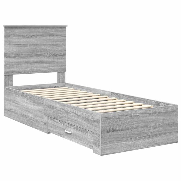 vidaXL Bettrahmen Graue Sonoma und Silber 70 x 190 cm Holzwerkstoff