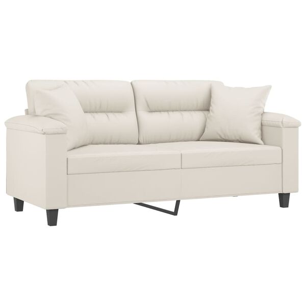 vidaXL 2-Sitzer-Sofa mit Kissen Creme 140 cm Kunstleder