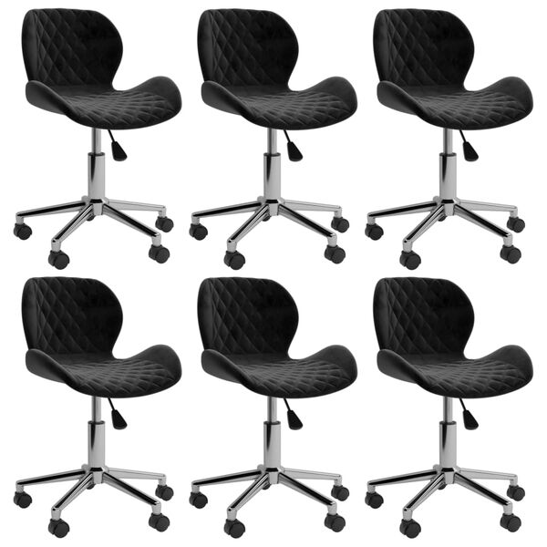 vidaXL Esszimmerst&uuml;hle 6 Stk. Drehbar Schwarz Samt