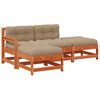 vidaXL Garten-Lounge-Set 4 pcs Wachsbraun Massives Kiefernholz