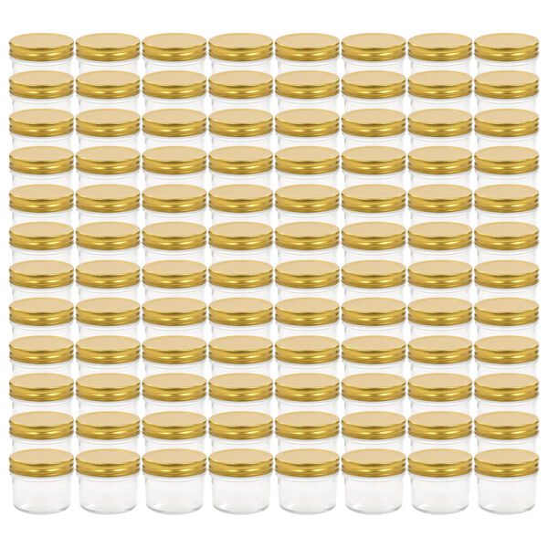 vidaXL Marmeladengläser mit goldenem Deckel 96 Stk. 110 ml