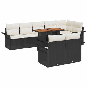 vidaXL Garten-Sofa-Set mit Speicher 9 pcs Schwarz Poly Rattan