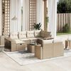 vidaXL 11-tlg. Garten-Sofagarnitur mit Kissen Beige Poly Rattan