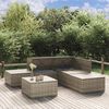 vidaXL 6-tlg. Garten-Lounge-Set mit Kissen Grau Poly Rattan