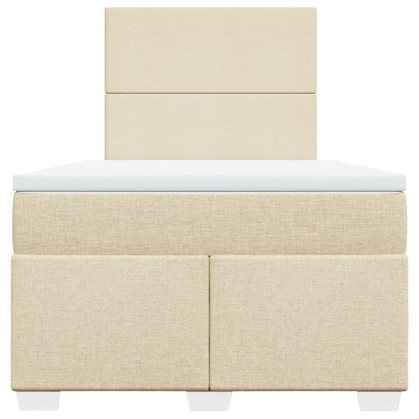 vidaXL Boxspringbett mit Matratze Creme 120x190 cm Stoff