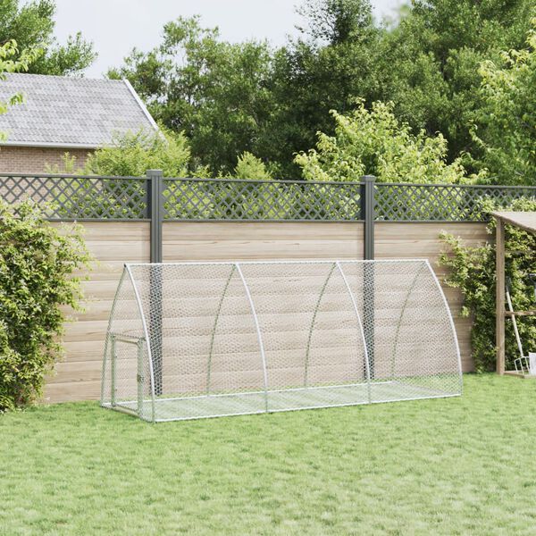 vidaXL Hasenstall Silbern 105x300x120 cm Verzinkter Stahl