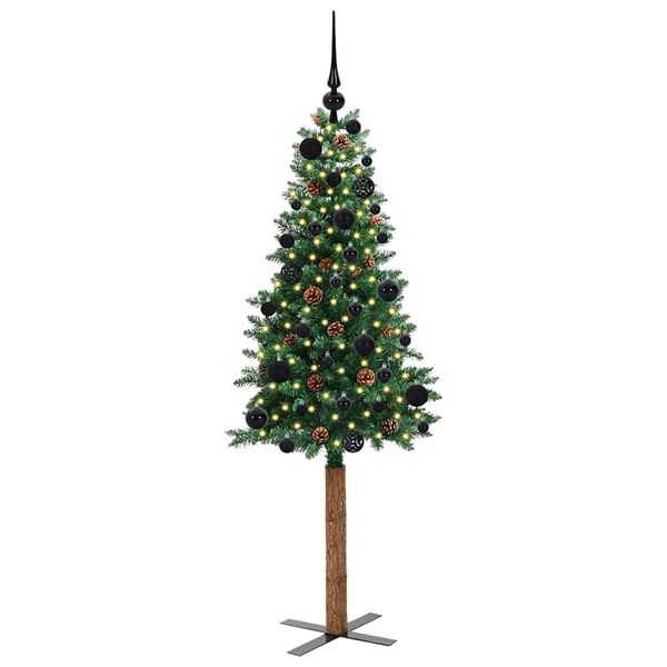 vidaXL Schlanker Weihnachtsbaum mit 150 LEDs mit St&auml;nder Gr&uuml;n 150 cm