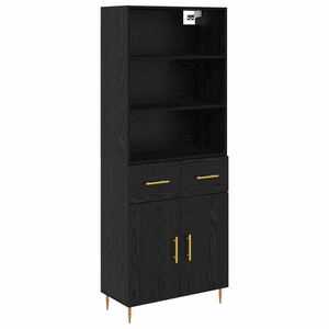 vidaXL Highboard Schwarz Eichen-Optik 69,5 x 34 x 180 cm Holzwerkstoff