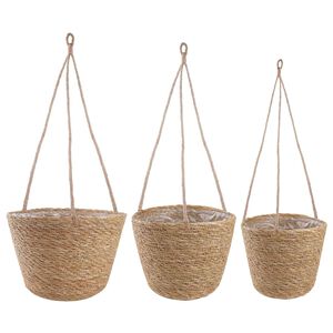 vidaXL Seegras Pflanzenk&ouml;rbe 3 pcs Natur &Oslash;26 x 19 cm 100% Seegras
