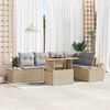 vidaXL Garten-Sofa-Set mit Speicher 6 pcs Beige Poly Rattan