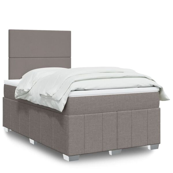 vidaXL Boxspringbett mit Matratze Taupe 120x200 cm Stoff