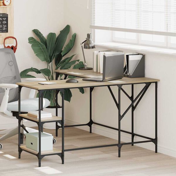 vidaXL Schreibtisch Sonoma-Eiche 139x139x75 cm Holzwerkstoff