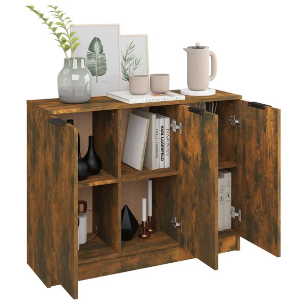vidaXL Sideboard Räuchereiche 90,5x30x70 cm Holzwerkstoff