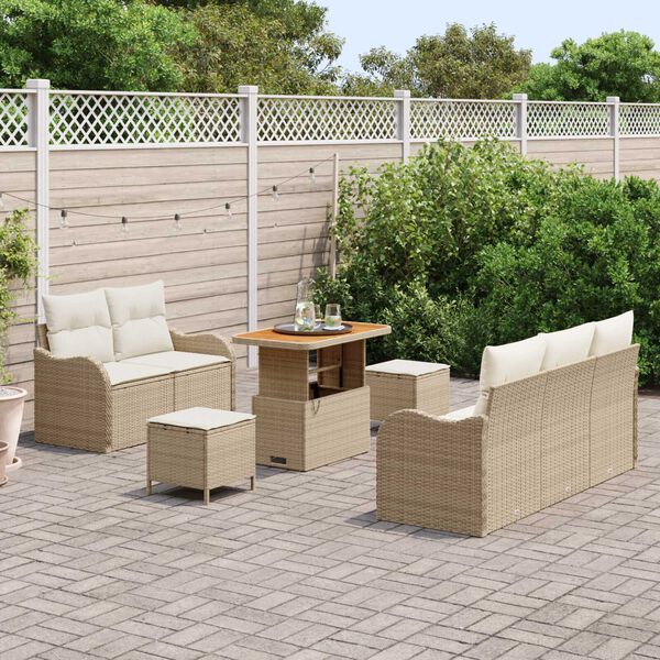 vidaXL Garten-Sofa-Set 8 pcs Beige Poly-Rattan