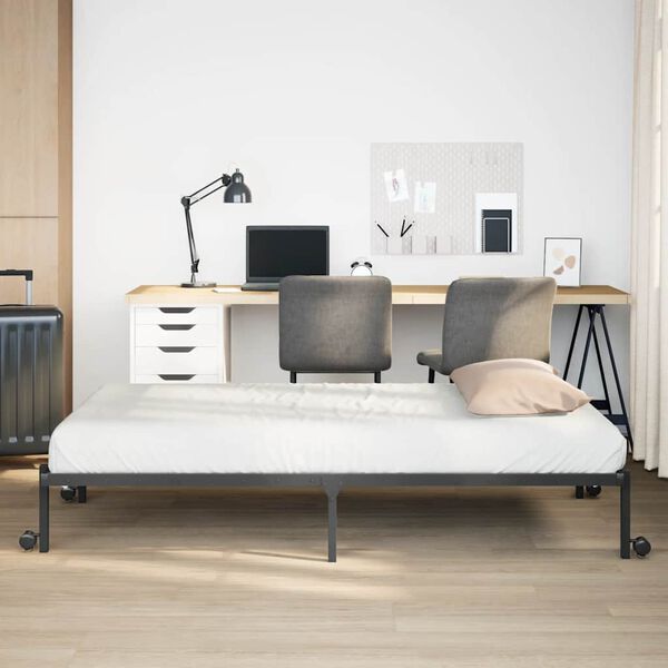 vidaXL Bettgestell ohne Matratze Klappbar Schwarz 100x200 cm Stahl