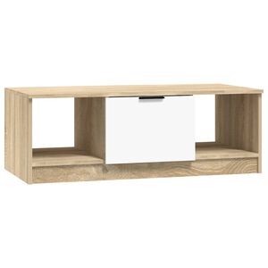 vidaXL Couchtisch Wei&szlig; und Sonoma-Eiche 102x50x36 cm Holzwerkstoff