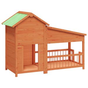 vidaXL Hundeh&uuml;tte Braun 143x60,5x109 cm Massivholz Kiefer