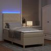 vidaXL Boxspringbett mit Matratze mit Kopfteil Creme 90 x 200 cm Stoff