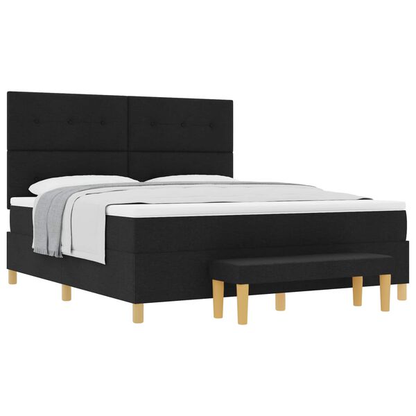 vidaXL Boxspringbett mit Matratze Schwarz 180 x 200 cm Stoff