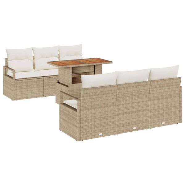 vidaXL Garten-Sofa-Set mit Kissen 7 pcs Beige und Creme
