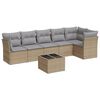 vidaXL 7-tlg. Garten-Sofagarnitur mit Kissen Beige Poly Rattan