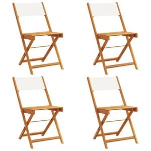 vidaXL Klappst&uuml;hle, 4 St&uuml;ck, cremewei&szlig;er Stoff und Massivholz