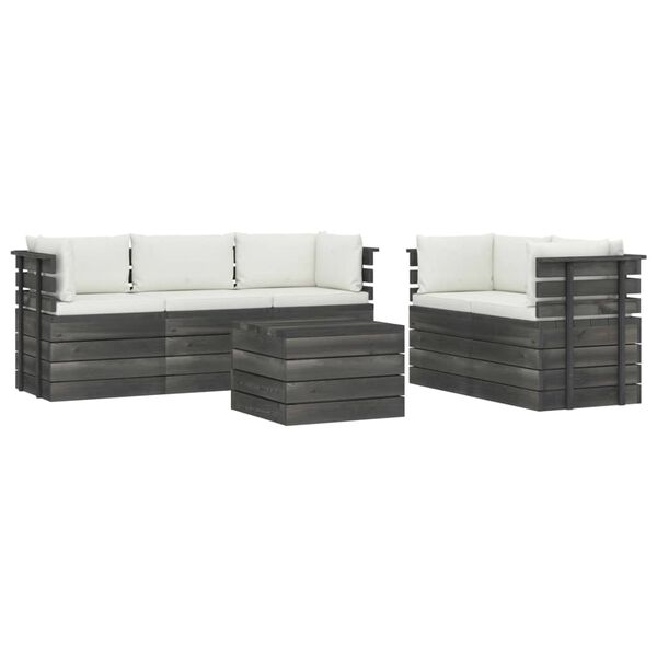 vidaXL 6-tlg. Garten-Sofagarnitur aus Paletten mit Kissen Kiefernholz