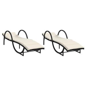 vidaXL Sonnenliegen 2 Stk. mit Auflagen Schwarz Poly Rattan