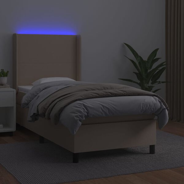 vidaXL Boxspringbett mit Matratze & LED Cappuccino-Braun 100x200cm