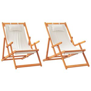 vidaXL Klappst&uuml;hle, 2 St&uuml;ck, cremefarbener Stoff