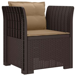 vidaXL 1-Sitzer Sessel mit Kissen Rattan-Look PP Braun