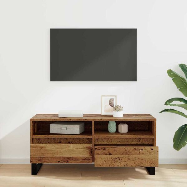 vidaXL TV-Schr&auml;nk Altholz 100 x 34,5 x 44,5 cm Verbundholz und Eisen