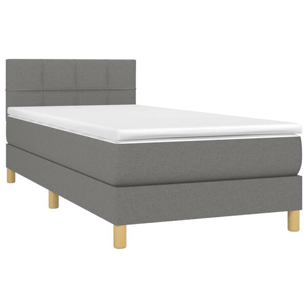 vidaXL Boxspringbett mit Matratze & LED Dunkelgrau 80x200 cm Stoff
