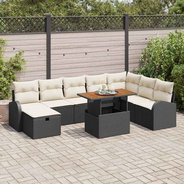 vidaXL Garten-Sofa-Set 9 pcs Schwarz Poly-Rattan